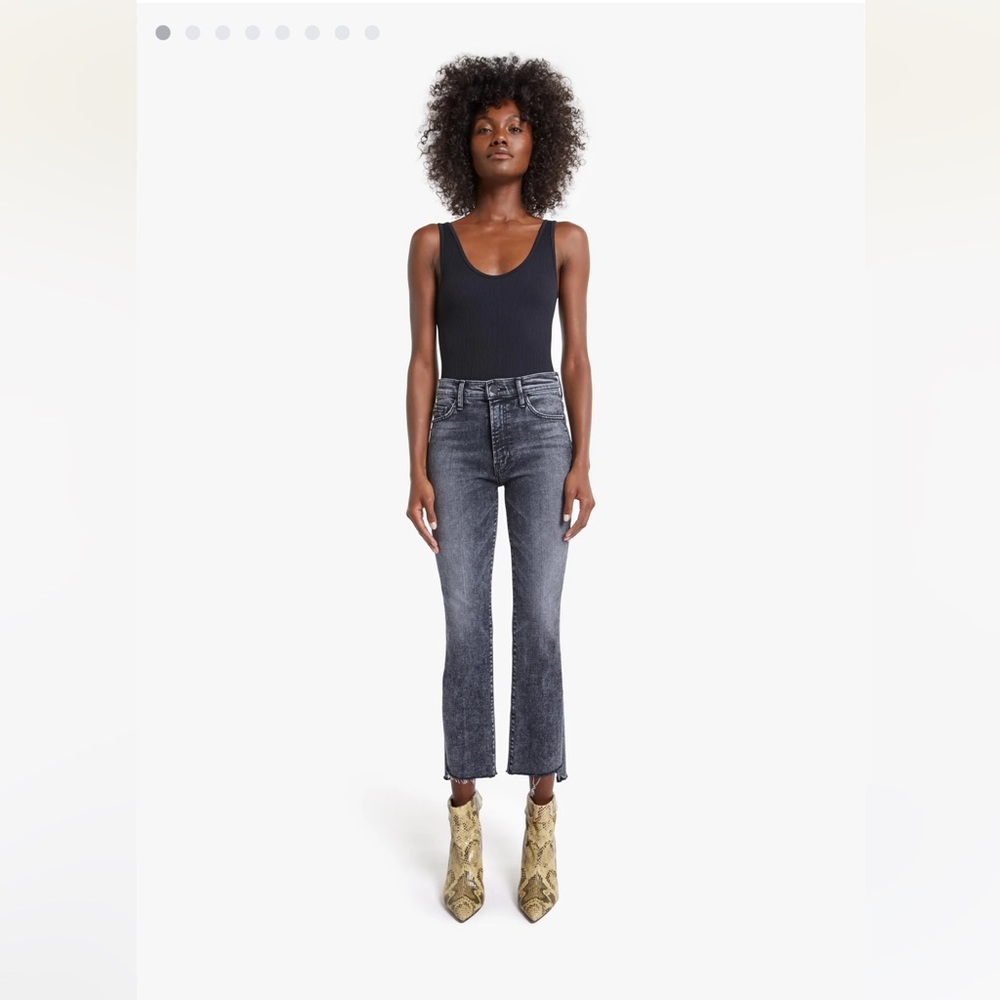 Mother Jeans The Insider Crop Step Fray in Train Stops